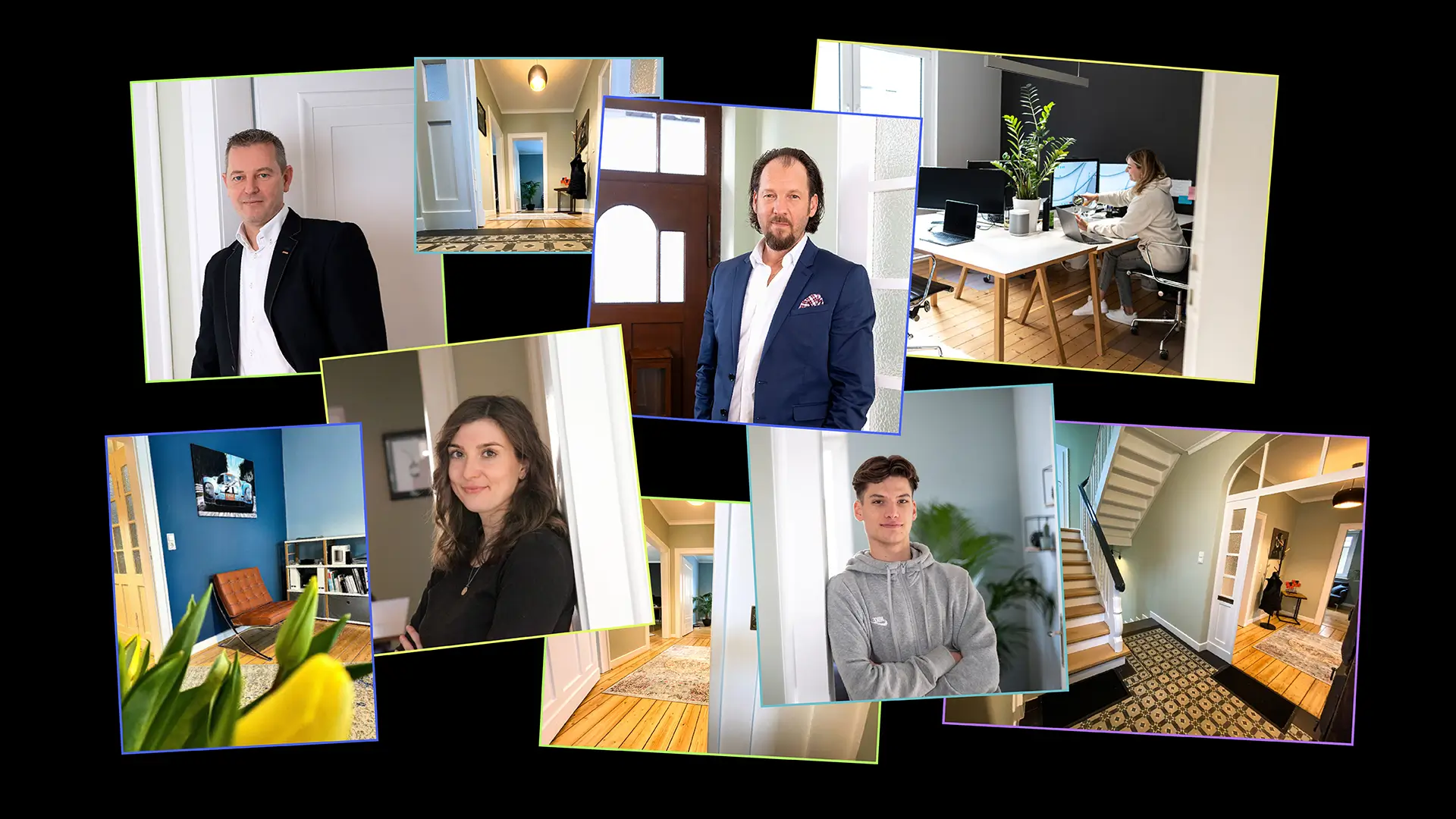 Trenti&Jung Werbeagentur mit Fokus auf Social Media, Beratung und Soundgestaltung, dargestellt mit modernen Designelementen und kreativen Akzenten.