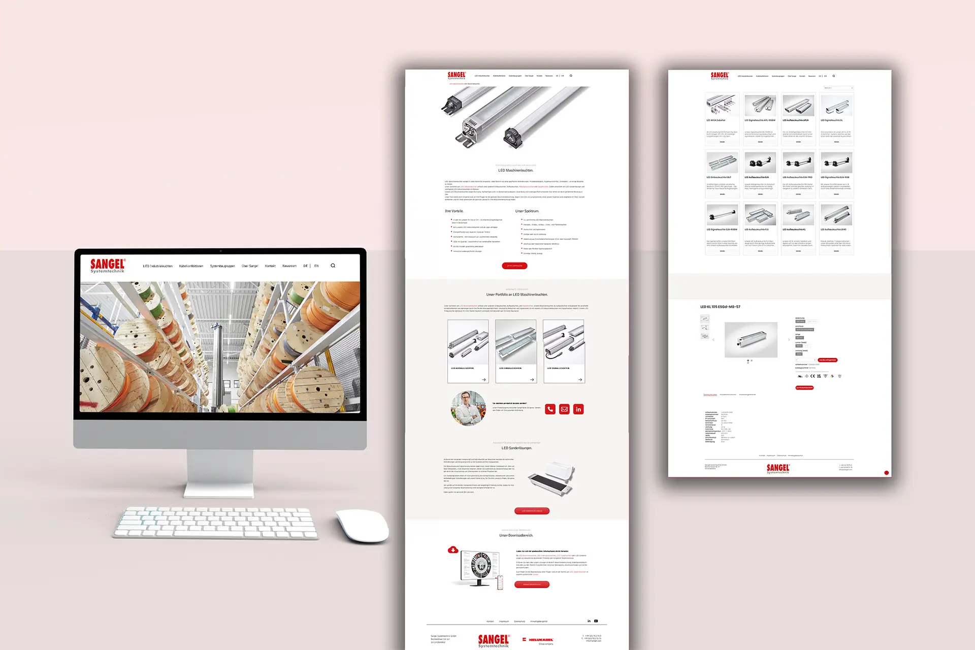 Die Website von Sangel, ein Unternehmen für Systemtechnik.
