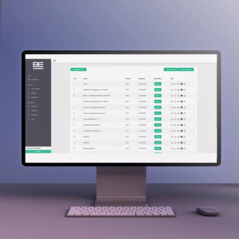 Die Website von BE Fenster + Türen zeigt hochwertige Fenster- und Türprodukte sowie individuelle Software-Lösungen für maßgeschneiderte Anpassungen.