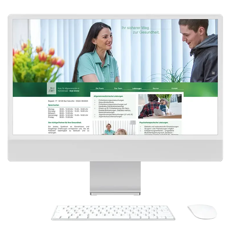 Die neue Website der Arztpraxis Birgit Zimmer mit Informationen zu Allgemeinmedizin und Psychotherapie.