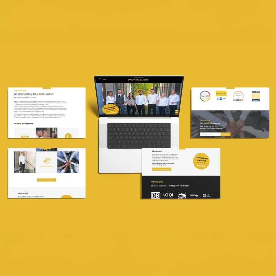 Die Website von Bro Recruiting, einem Unternehmen für Personalvermittlung und HR-Lösungen.