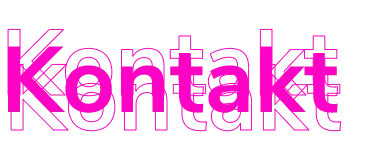 Schriftzug 'Kontakt' auf einem schwarzem Hintergrund.