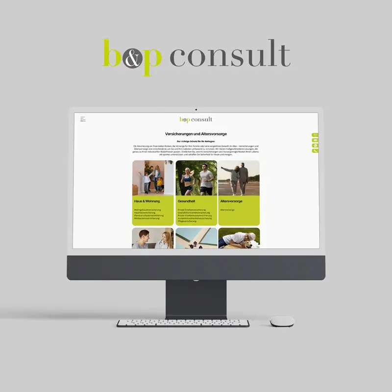 Neue Webseite von B&P Consulting: Startseite und Leistungen im Corporate Design, designed und programmiert von uns.