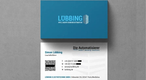 Hochwertig gestaltete Visitenkarten für das Unternehmen Lübbing, ein Projekt von Trenti u. Jung.