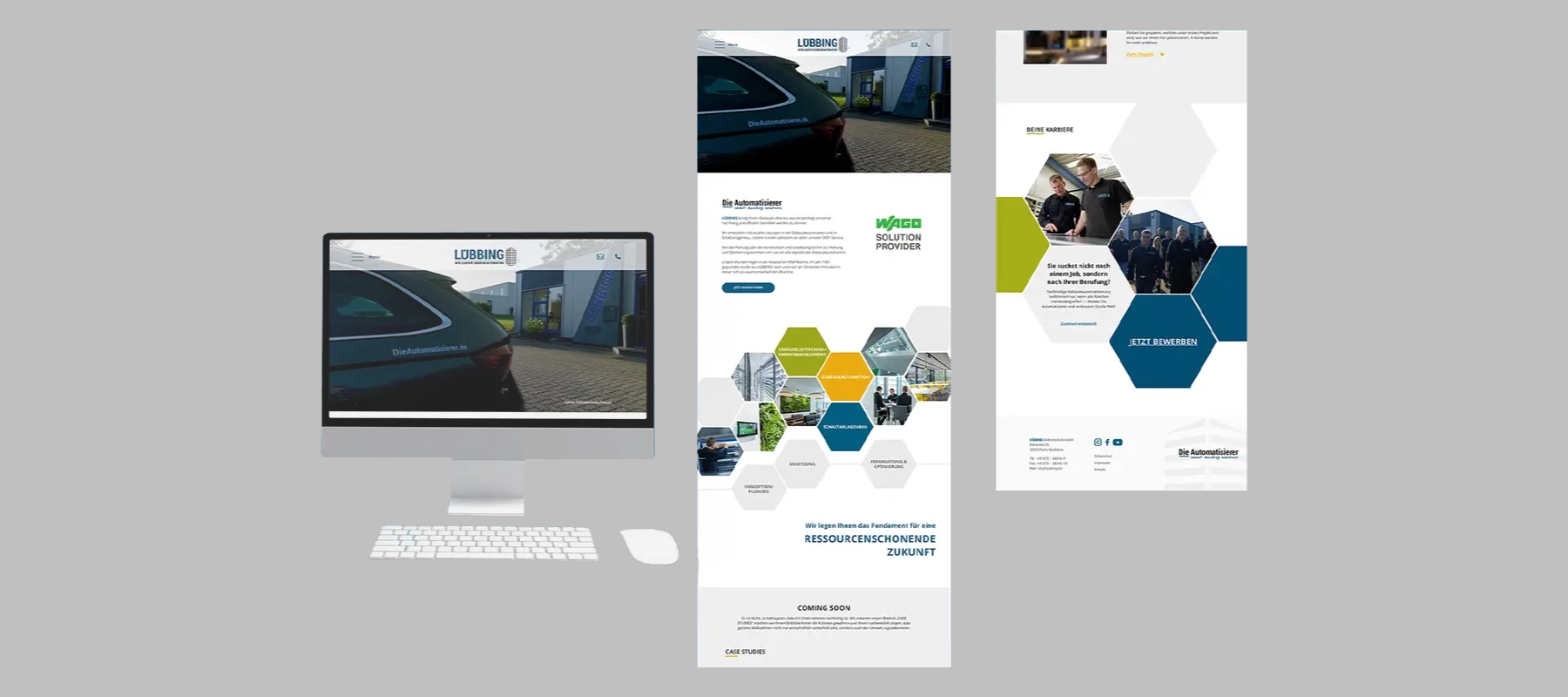 Responsive Webseite von luebbing.de, optimiert für verschiedene Bildschirmgrößen.